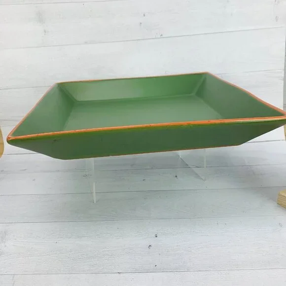 WSPTerra Cotta Green CASA VERDE Portugal Square 12"Serving Pottery Platter
